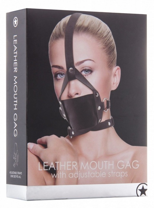 Чёрный кожаный кляп Leather Mouth Gag - Shots Media BV - купить с доставкой в Екатеринбурге