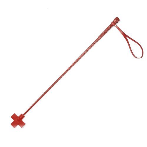 Красный кожаный стек с крестообразным наконечником - 70 см. - Sitabella - купить с доставкой в Екатеринбурге