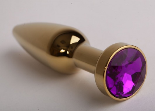 Золотистая анальная пробка с фиолетовым кристаллом - 11,2 см. - 4sexdreaM - купить с доставкой в Екатеринбурге