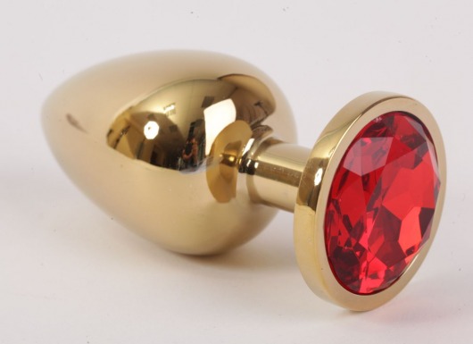 Золотистая анальная пробка с красным кристаллом - 8,2 см. - 4sexdreaM - купить с доставкой в Екатеринбурге