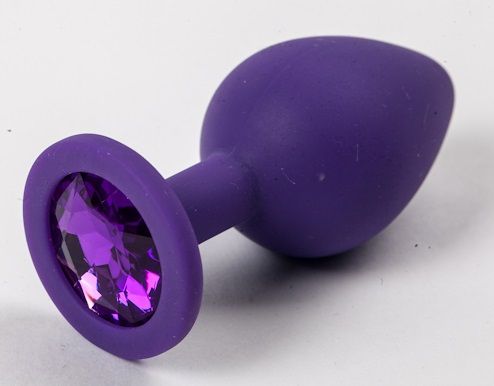 Фиолетовая силиконовая пробка с прозрачным кристаллом - 9,5 см. - 4sexdreaM - купить с доставкой в Екатеринбурге