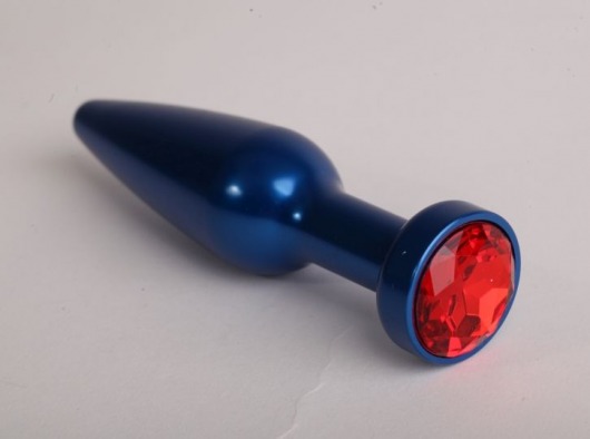 Синяя анальная пробка с красным кристаллом - 11,2 см. - 4sexdreaM - купить с доставкой в Екатеринбурге