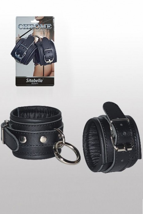 Кожаные наручники с круглым карабином Sitabella Chrome Collection - Sitabella - купить с доставкой в Екатеринбурге