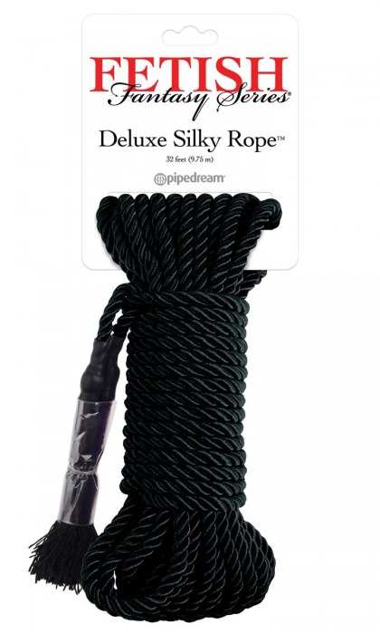 Черная веревка для фиксации Deluxe Silky Rope - 9,75 м. - Pipedream - купить с доставкой в Екатеринбурге