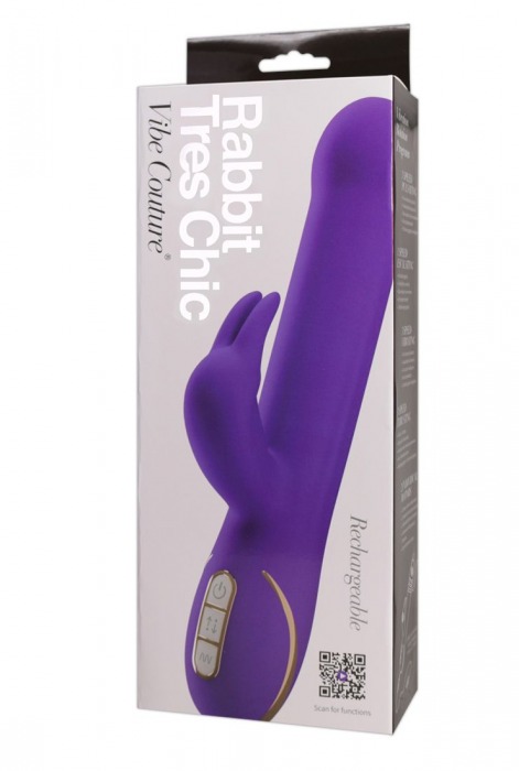 Фиолетовый вибратор со стимулятором клитора Rabbit Tres Chic - 23 см. - Orion