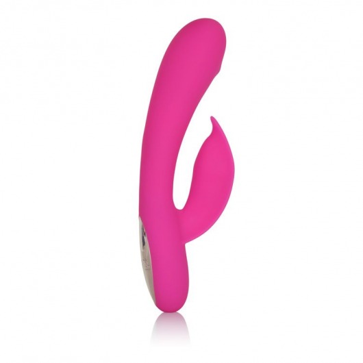 Розовый перезаряжаемый вибромассажер Embrace Massaging Tickle с движущимся шариком - California Exotic Novelties