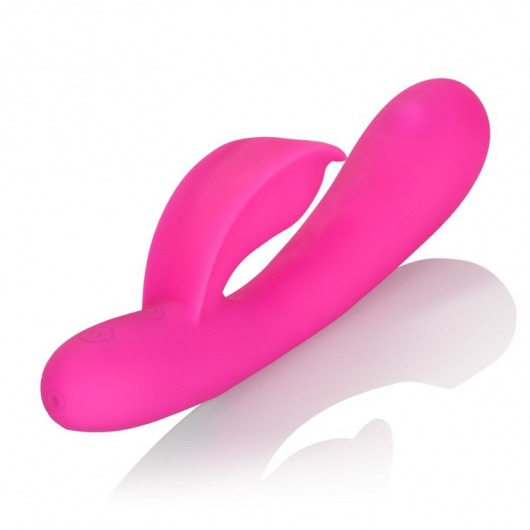 Розовый перезаряжаемый вибромассажер Embrace Massaging Tickle с движущимся шариком - California Exotic Novelties