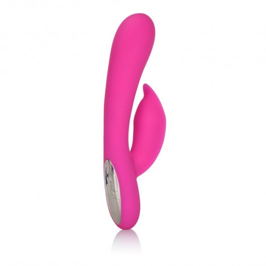 Розовый перезаряжаемый вибромассажер Embrace Massaging Tickle с движущимся шариком - California Exotic Novelties