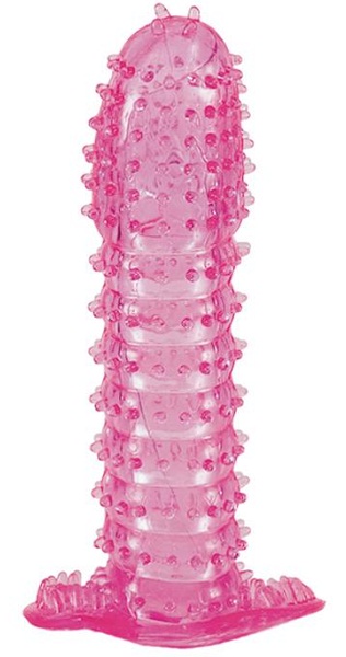 Гелевая розовая насадка с шипами - 12 см. - Toyfa Basic - в Екатеринбурге купить с доставкой