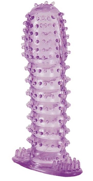 Гелевая фиолетовая насадка с шипами - 12 см. - Toyfa Basic - в Екатеринбурге купить с доставкой