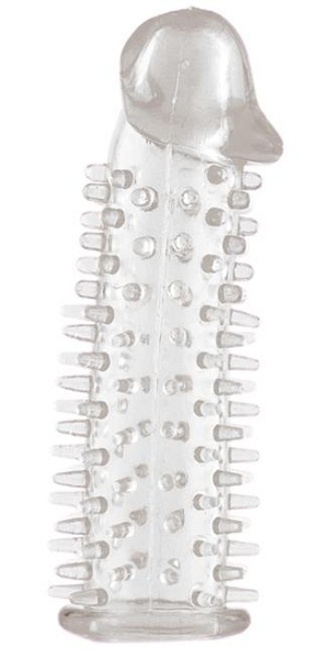 Прозрачная насадка на половой член с закрытой головкой и шипами - 12,5 см. - Toyfa Basic - в Екатеринбурге купить с доставкой