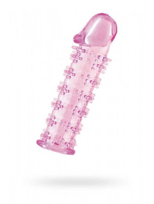 Гелевая розовая насадка на фаллос с шипами - 12 см. - Toyfa Basic - в Екатеринбурге купить с доставкой