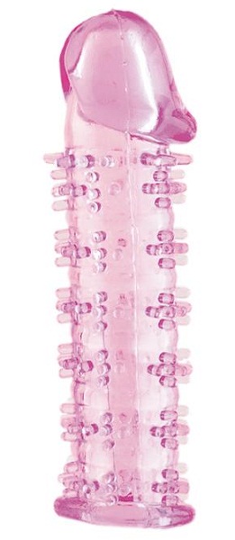 Гелевая розовая насадка на фаллос с шипами - 12 см. - Toyfa Basic - в Екатеринбурге купить с доставкой