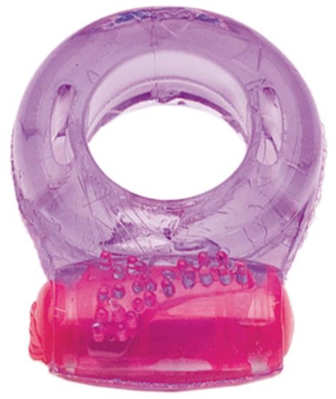 Фиолетовое эрекционное кольцо с виброэлементом в верхней части - Toyfa Basic - в Екатеринбурге купить с доставкой