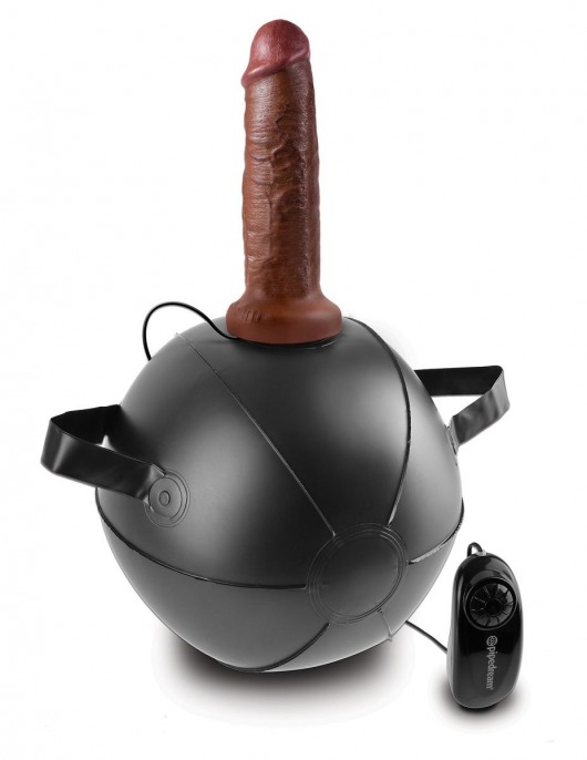 Мини-мяч с фаллической насадкой коричневого цвета и вибрацией Vibrating Mini Sex Ball with 7  Dildo - 17,7 см. - Pipedream - купить с доставкой в Екатеринбурге