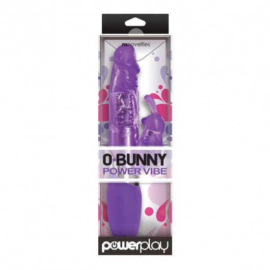 Фиолетовый вибратор с вращением бусин и клиторальным зайчиком Power Play O-Bunny - 21,5 см. - NS Novelties