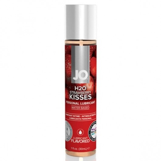 Смазка с ароматом клубники JO Flavored Strawberry Kiss - 30 мл. - System JO - купить с доставкой в Екатеринбурге