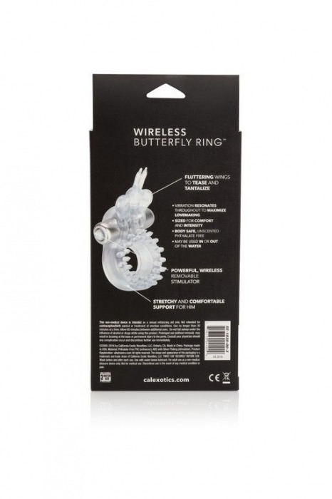 Прозрачное эрекционное кольцо с вибрацией Wireless Butterfly Ring - California Exotic Novelties - в Екатеринбурге купить с доставкой