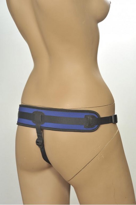 Сине-чёрные трусики с плугом Kanikule Strap-on Harness Anatomic Thong - Kanikule - купить с доставкой в Екатеринбурге