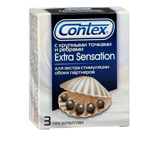 Презервативы с крупными точками и рёбрами Contex Extra Sensation - 3 шт. - Contex - купить с доставкой в Екатеринбурге
