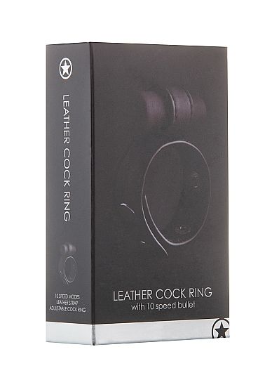 Утяжка на пенис с виброэлементом Leather Cock Ring - Shots Media BV - в Екатеринбурге купить с доставкой