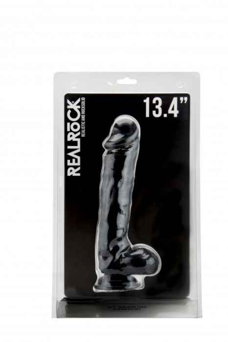 Чёрный фаллоимитатор Realistic Cock 13,4  With Scrotum - 34 см. - Shots Media BV