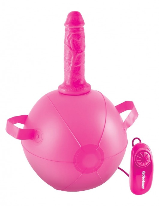 Розовый надувной мяч с вибронасадкой Vibrating Mini Sex Ball - 15,2 см. - Pipedream - купить с доставкой в Екатеринбурге