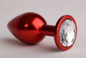 Красная анальная пробка с прозрачным стразом - 7,6 см. - 4sexdreaM - купить с доставкой в Екатеринбурге
