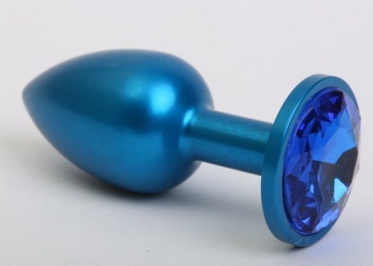 Синяя анальная пробка с синим стразом - 7,6 см. - 4sexdreaM - купить с доставкой в Екатеринбурге