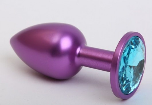 Фиолетовая анальная пробка с голубым стразом - 7,6 см. - 4sexdreaM - купить с доставкой в Екатеринбурге
