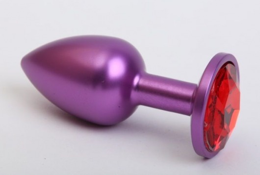 Фиолетовая анальная пробка с красным стразом - 7,6 см. - 4sexdreaM - купить с доставкой в Екатеринбурге