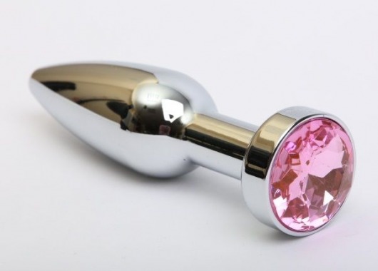 Удлинённая серебристая пробка с розовым кристаллом - 11,2 см. - 4sexdreaM - купить с доставкой в Екатеринбурге