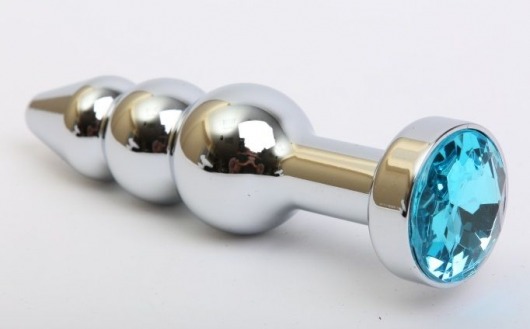 Серебристая анальная ёлочка с голубым кристаллом - 11,2 см. - 4sexdreaM - купить с доставкой в Екатеринбурге