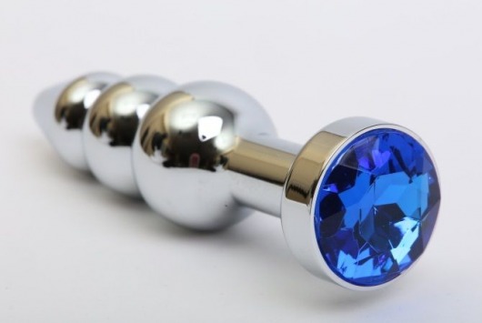 Серебристая анальная ёлочка с синим кристаллом - 11,2 см. - 4sexdreaM - купить с доставкой в Екатеринбурге