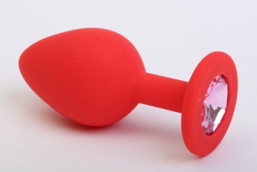 Красная силиконовая пробка с розовым стразом - 7,1 см. - 4sexdreaM - купить с доставкой в Екатеринбурге
