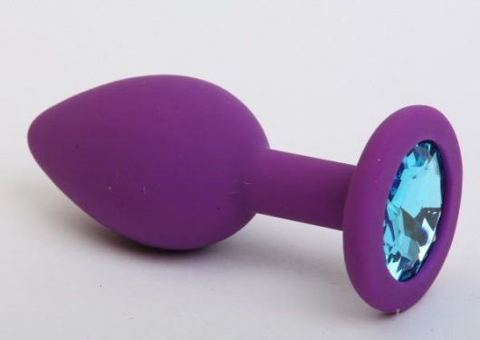 Фиолетовая силиконовая пробка с голубым стразом - 7,1 см. - 4sexdreaM - купить с доставкой в Екатеринбурге
