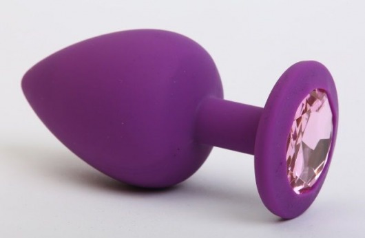 Фиолетовая силиконовая пробка с розовым стразом - 7,1 см. - 4sexdreaM - купить с доставкой в Екатеринбурге