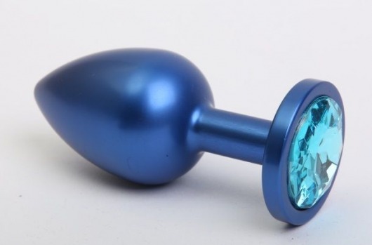 Синяя анальная пробка с голубым стразом - 7,6 см. - 4sexdreaM - купить с доставкой в Екатеринбурге