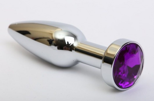 Удлинённая серебристая пробка с фиолетовым кристаллом - 11,2 см. - 4sexdreaM - купить с доставкой в Екатеринбурге