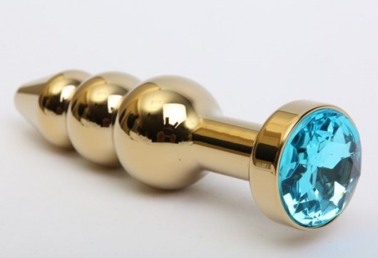 Золотистая анальная ёлочка с голубым кристаллом - 11,2 см. - 4sexdreaM - купить с доставкой в Екатеринбурге