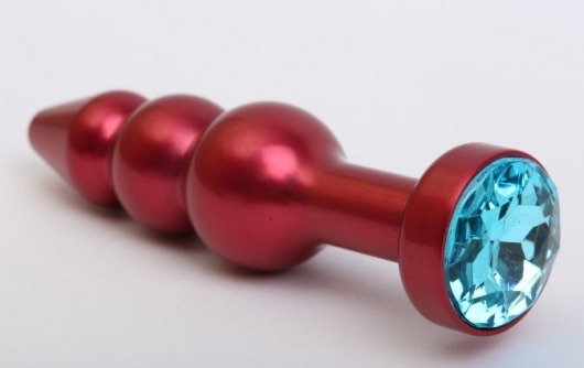Красная анальная ёлочка с голубым кристаллом - 11,2 см. - 4sexdreaM - купить с доставкой в Екатеринбурге