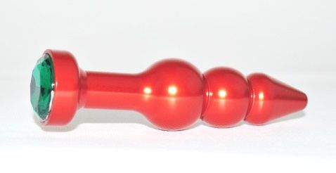 Красная анальная ёлочка с зеленым кристаллом - 11,2 см. - 4sexdreaM - купить с доставкой в Екатеринбурге