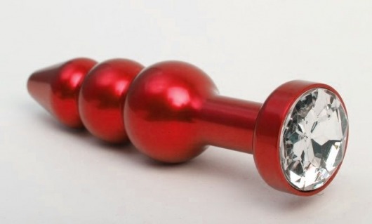 Красная анальная ёлочка с прозрачным кристаллом - 11,2 см. - 4sexdreaM - купить с доставкой в Екатеринбурге