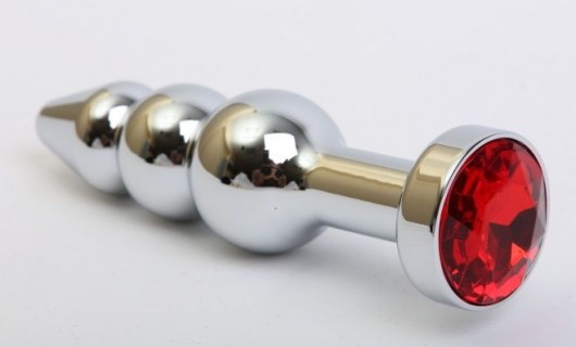 Серебристая анальная ёлочка с красным кристаллом - 11,2 см. - 4sexdreaM - купить с доставкой в Екатеринбурге