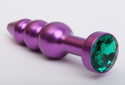 Фиолетовая фигурная анальная ёлочка с зелёным кристаллом - 11,2 см. - 4sexdreaM - купить с доставкой в Екатеринбурге