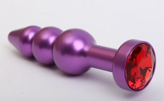 Фиолетовая фигурная анальная ёлочка с красным кристаллом - 11,2 см. - 4sexdreaM - купить с доставкой в Екатеринбурге