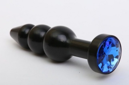 Чёрная анальная ёлочка с синим кристаллом - 11,2 см. - 4sexdreaM - купить с доставкой в Екатеринбурге