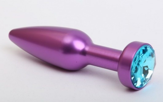 Фиолетовая анальная пробка с голубым стразом - 11,2 см. - 4sexdreaM - купить с доставкой в Екатеринбурге