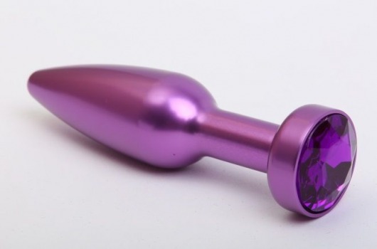 Фиолетовая анальная пробка с фиолетовым стразом - 11,2 см. - 4sexdreaM - купить с доставкой в Екатеринбурге