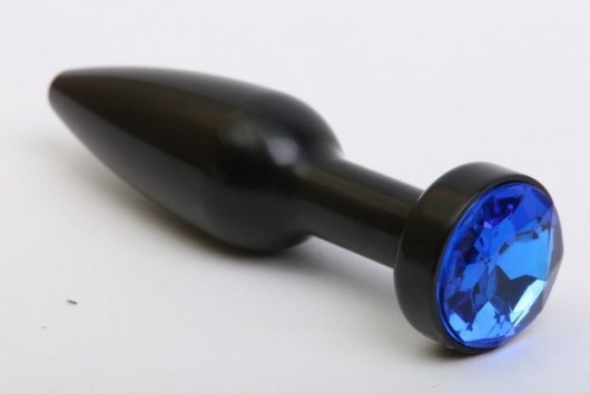 Чёрная удлинённая пробка с синим кристаллом - 11,2 см. - 4sexdreaM - купить с доставкой в Екатеринбурге